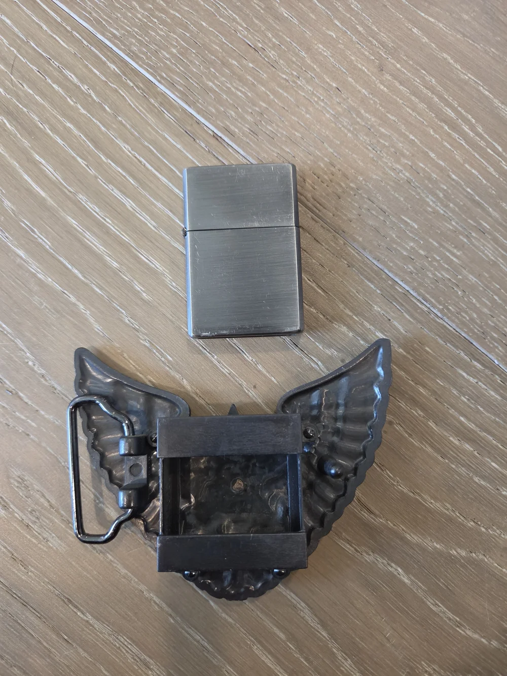 Winged Star Belt Buckle with Removable Flip Top Lighter
